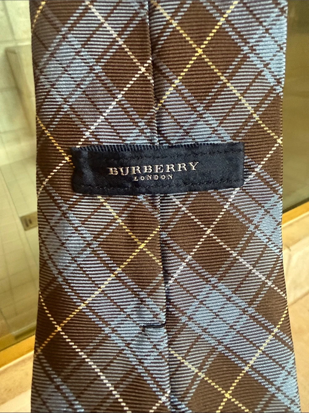 Burberry Blue Plaid Silk Tie